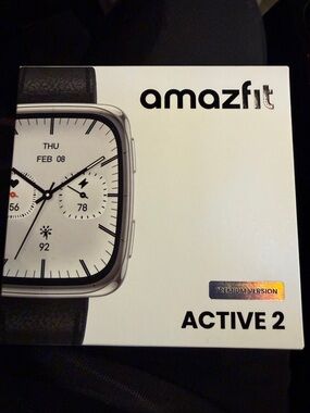 Amazfit Active 2 Square Smartwatch (Premium Version) w/ Black Leather Band